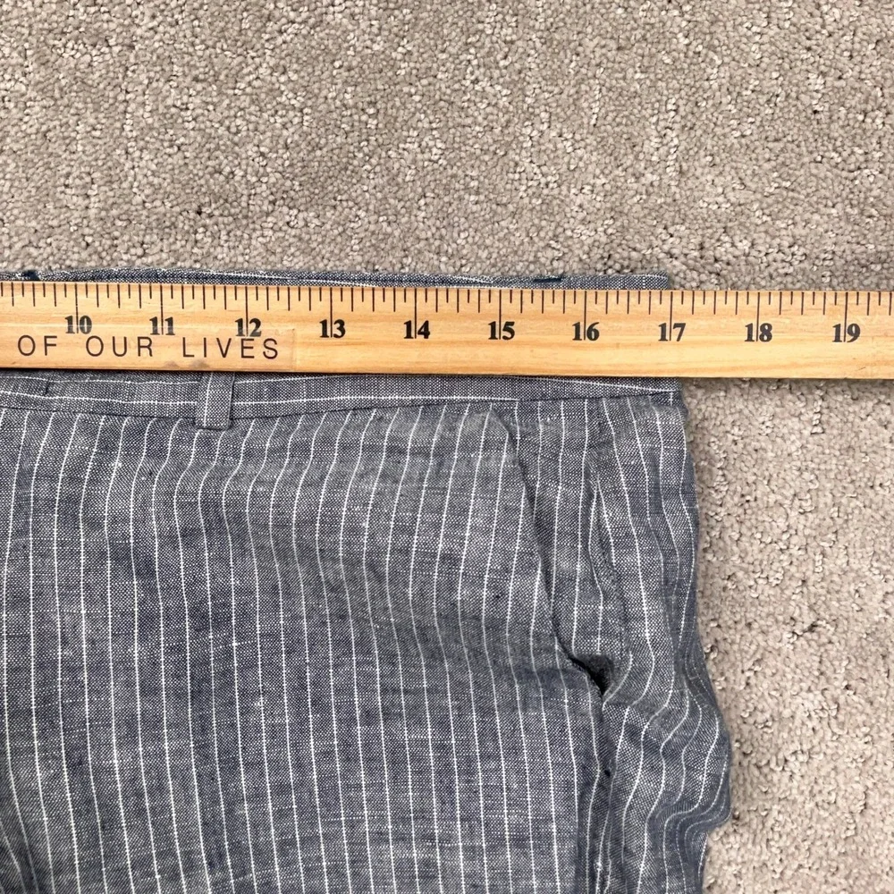 Banana Republic Pants Womens 10P Blue Pinstripe Hampton Fit Linen Lightweight